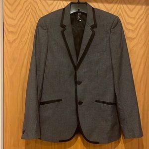 H&M Micro Houndstooth Blazer with Satin Details